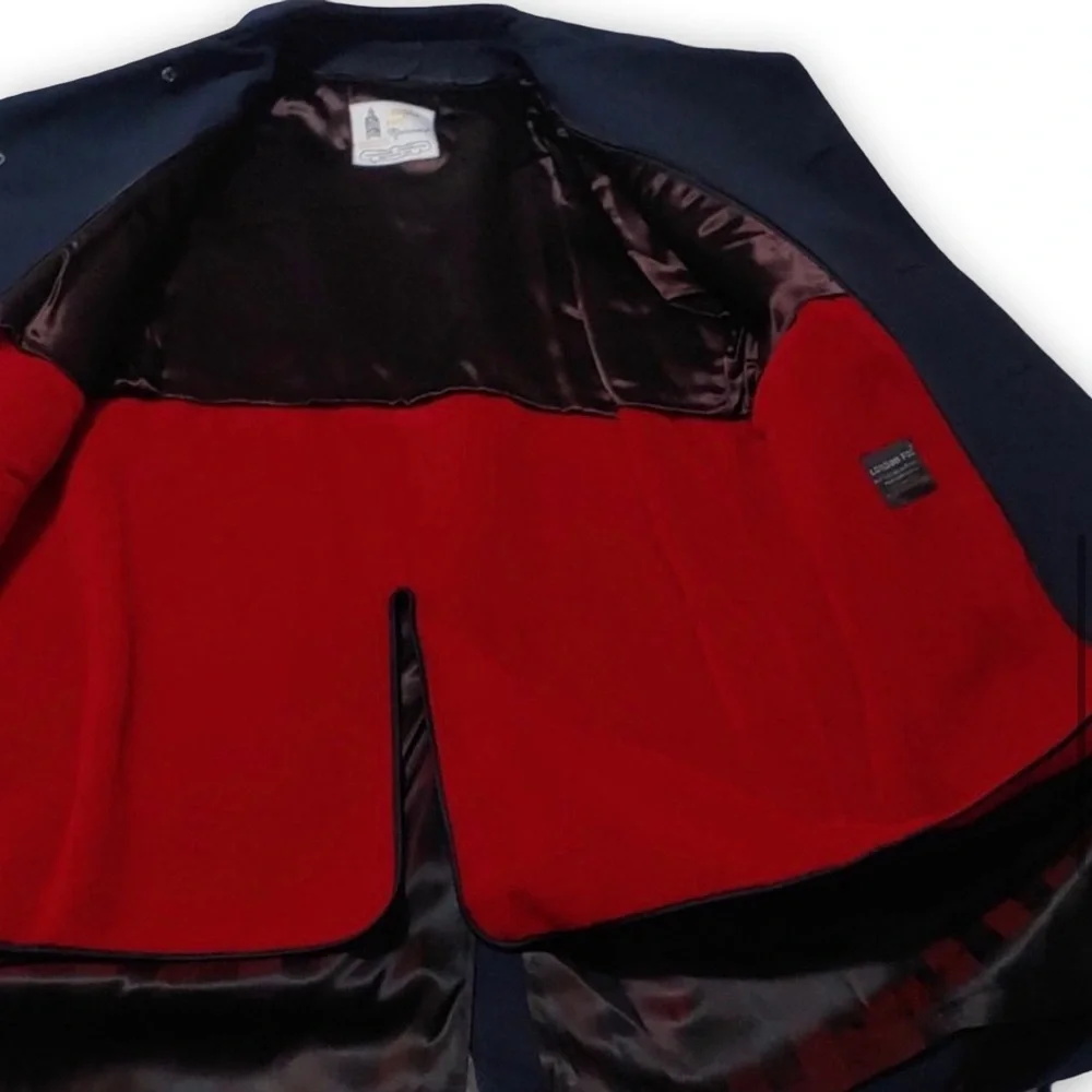 Vintage NWT London Fog Glencoe Maincoat Trench Navy 44 Long Red Liner 80s